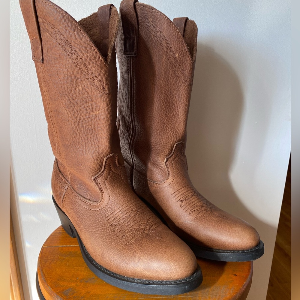 Western Leather Masterson Boot Co. Brown Leather Cowboy Boots RB4002 Mens Size 8